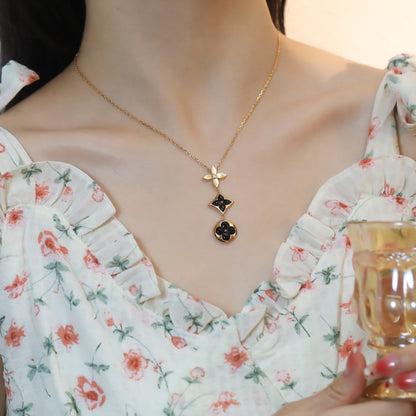 [⭐Lioran]STAR AND SUN ONYX PINK GOLD NECKLACE