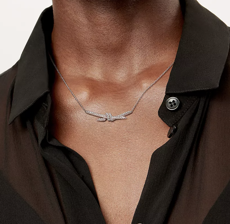 [Lioran]KNOT PENDANT SILVER DIAMOND NECKLACE