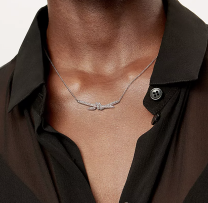 [Lioran]KNOT PENDANT SILVER DIAMOND NECKLACE