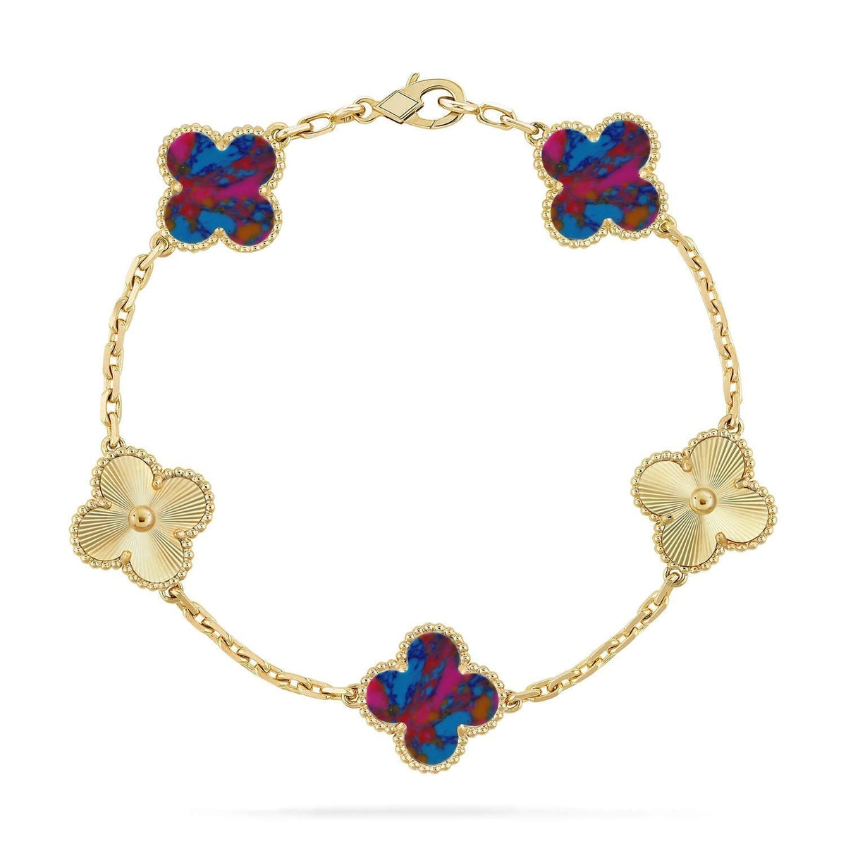 [⭐Lioran]CLOVER 5 MOTIF COLOR GEMSTONES BRACELET COLLECTION