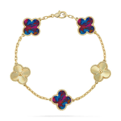 [⭐Lioran]CLOVER 5 MOTIF COLOR GEMSTONES BRACELET COLLECTION