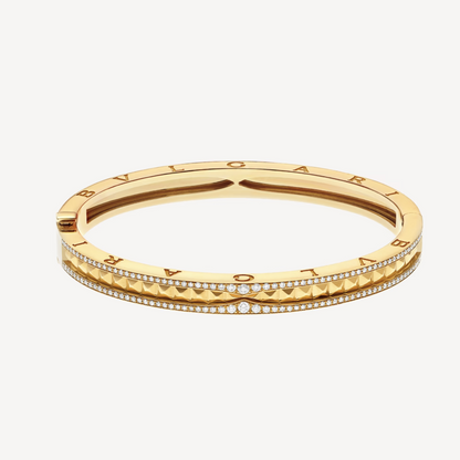[⭐Lioran]ZERO 1 SPIRAL AND PAVED DIAMOND GOLD BRACELET