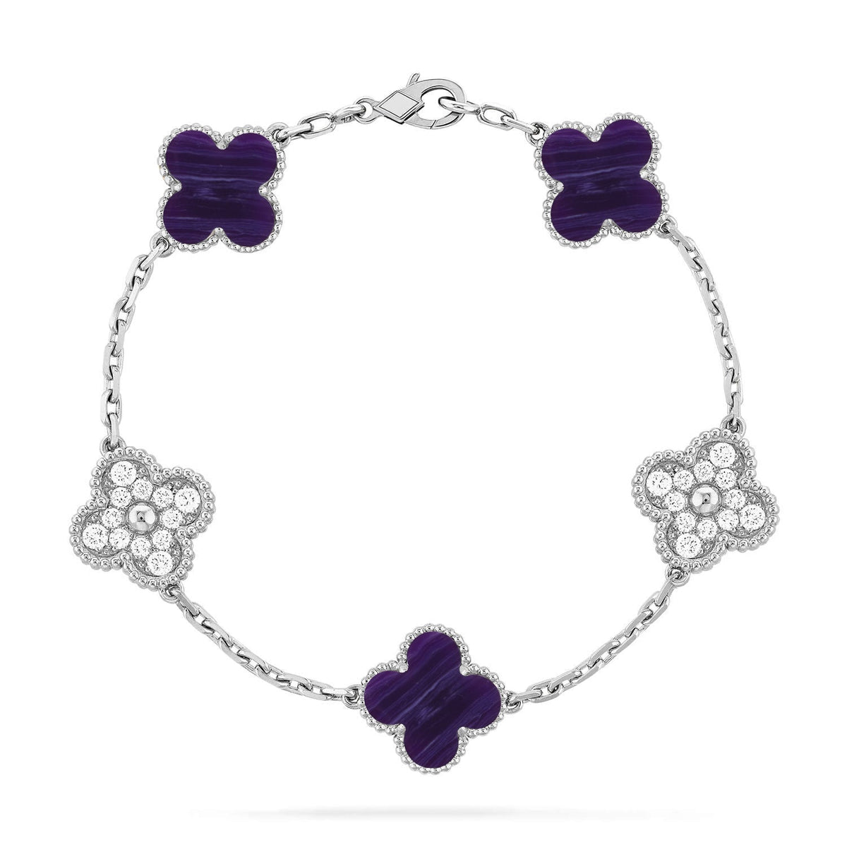 [⭐Lioran]CLOVER 5 MOTIF PURPLE STRIPES BRACELET COLLECTION