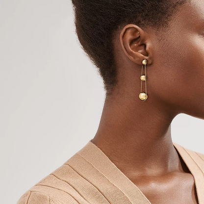 [Lioran]TRIPLE DROP GOLD EARRINGS