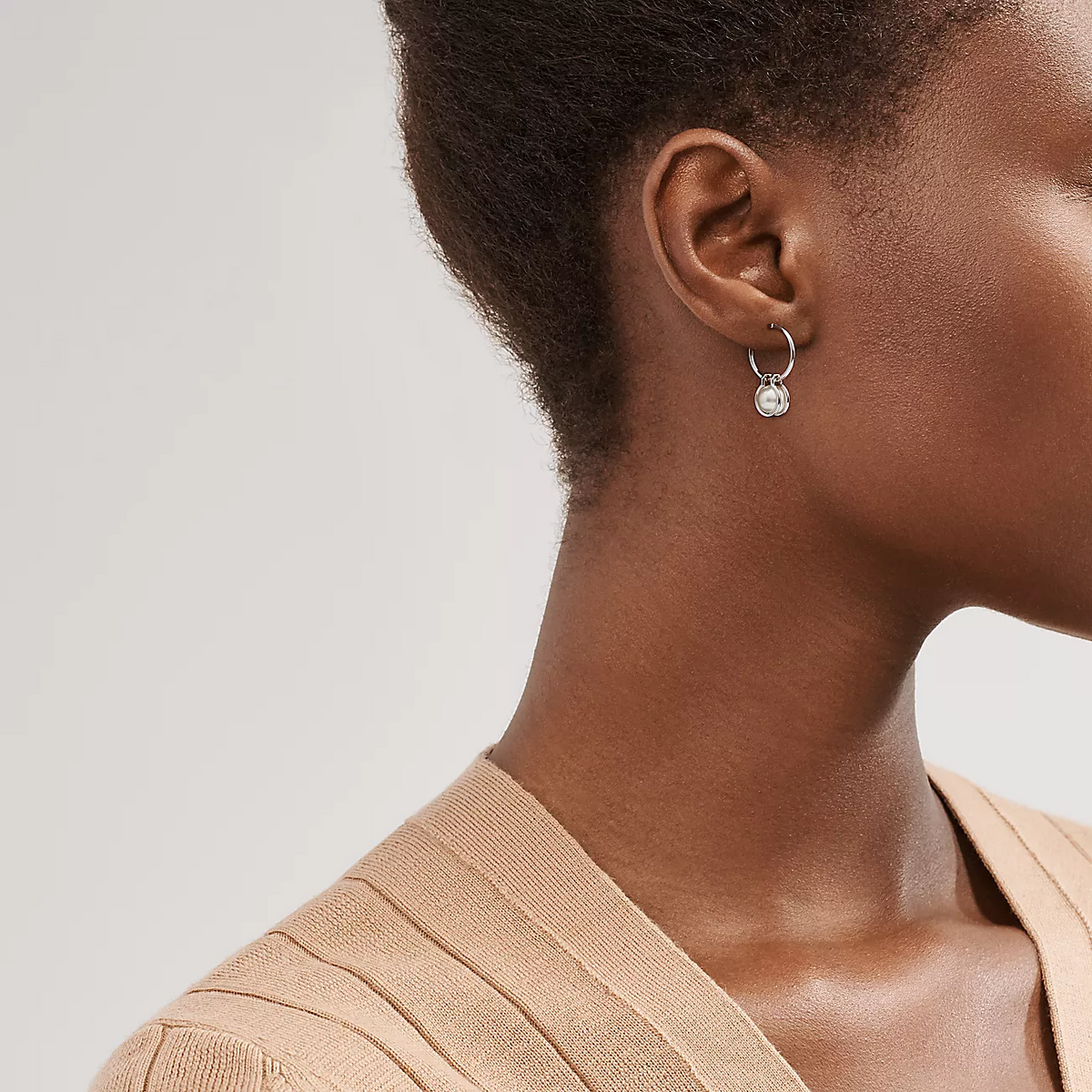 [Lioran]PEARL HOOP SILVER EARRINGS