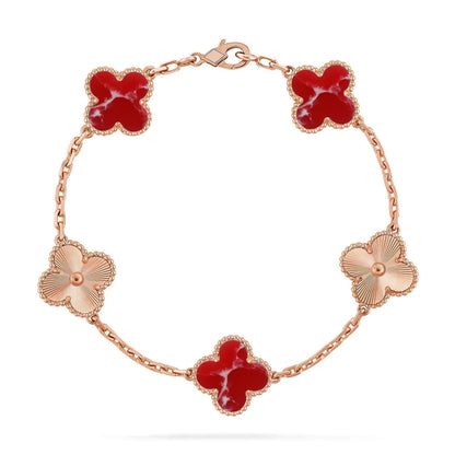 [⭐Lioran]CLOVER 5 MOTIF RED PATTERN BRACELET COLLECTION