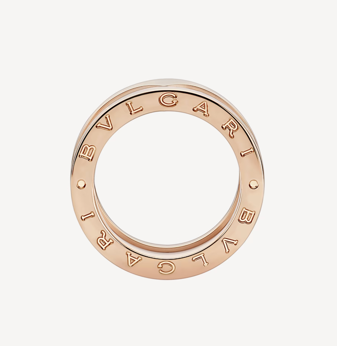 [⭐Lioran]ZERO 1 TWO-BAND LOOPS AND WHITE CERAMIC SPIRAL PINK GOLD RING