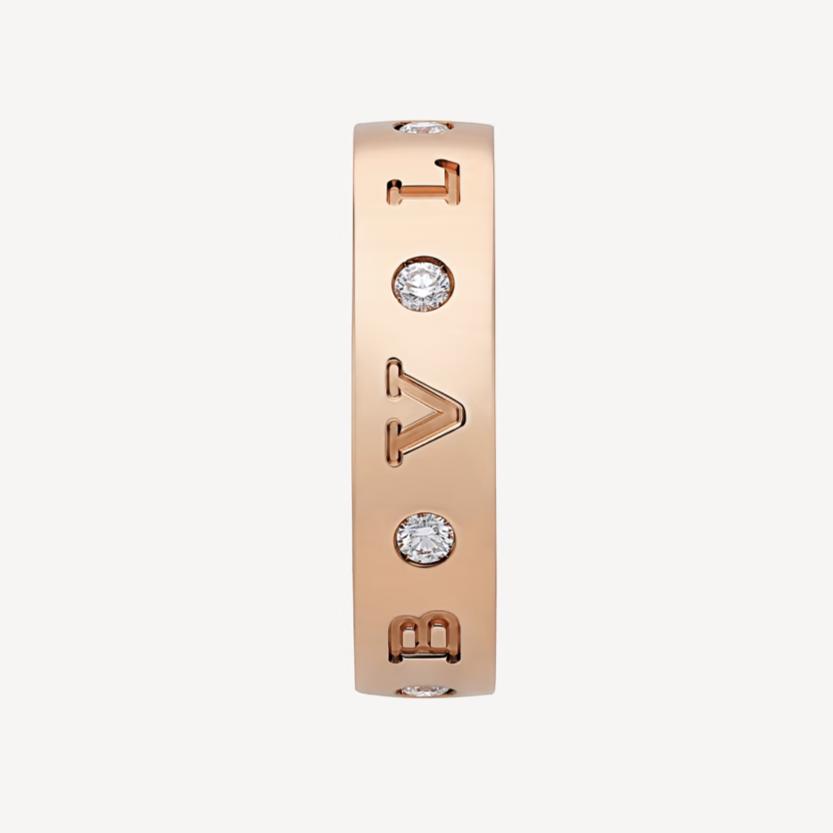 [⭐Lioran]ZERO 1 ESSENTIAL PINK GOLD BAND WITH DIAMONDS RING