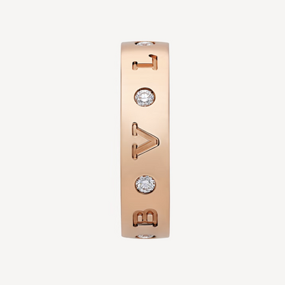 [⭐Lioran]ZERO 1 ESSENTIAL PINK GOLD BAND WITH DIAMONDS RING