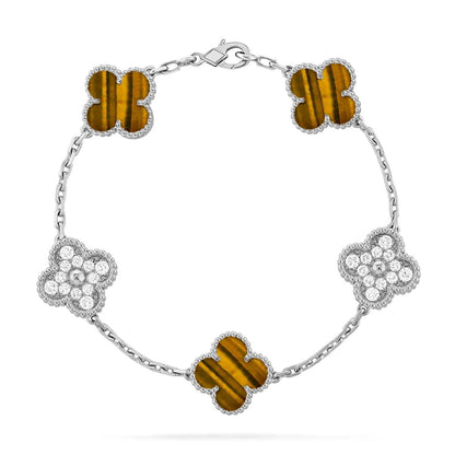 [⭐Lioran] CLOVER 5 MOTIFS TIGER EYE BRACELET COLLECTION