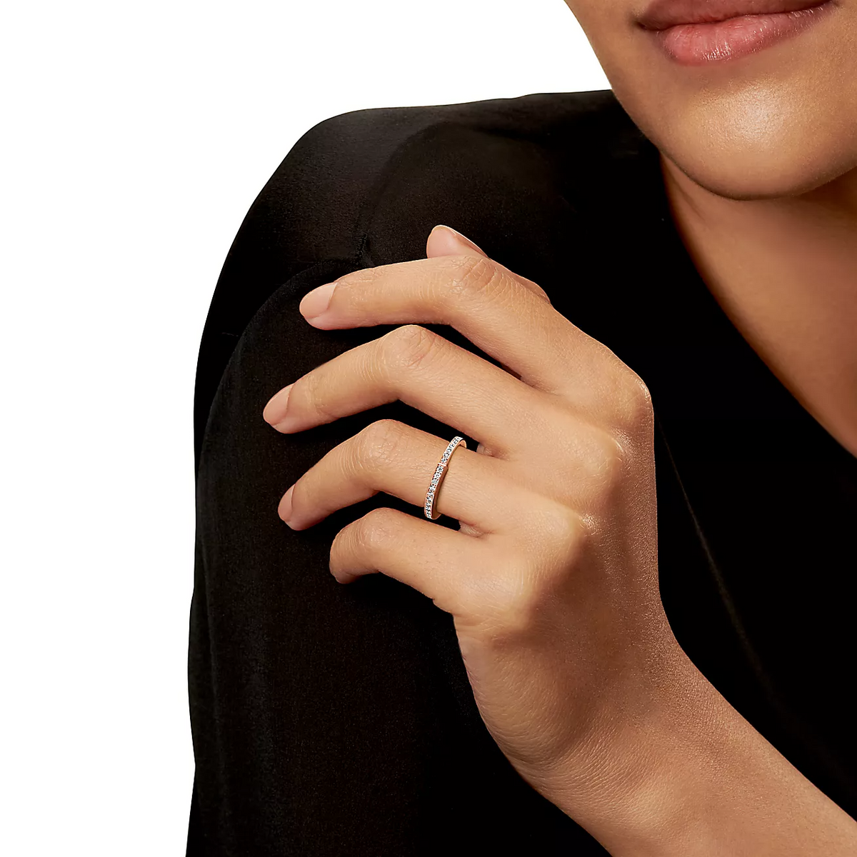 [Lioran]LOCK RING PINK GOLD DIAMOND PAVED