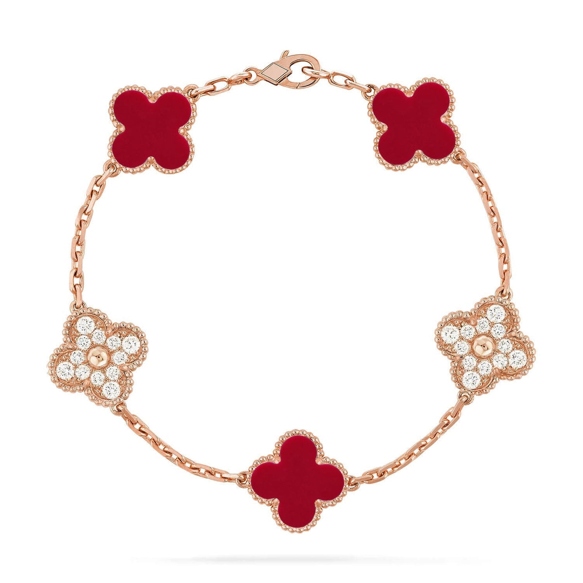[⭐Lioran] CLOVER 5 MOTIF RED CORNELIAN BRACELET COLLECTION