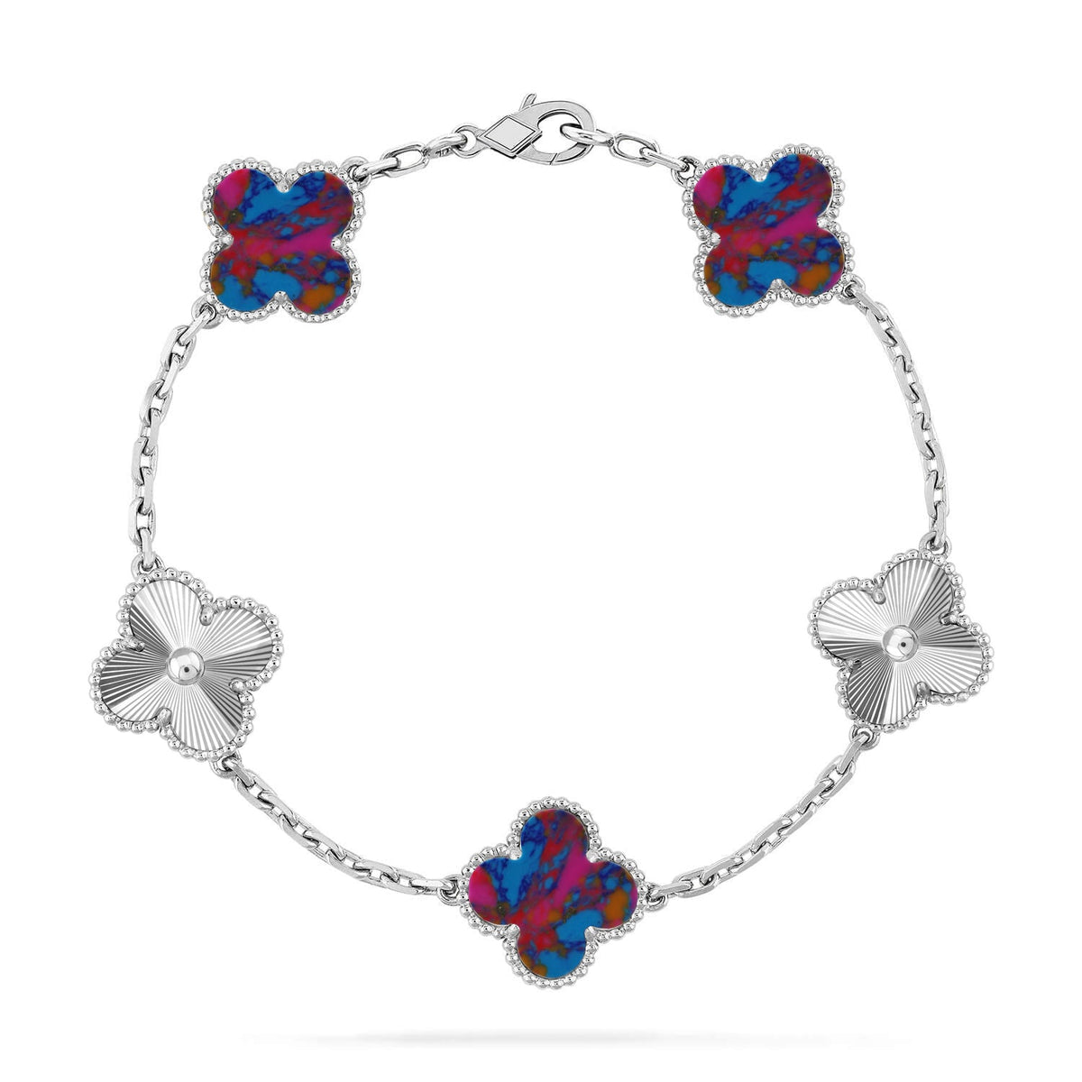 [⭐Lioran]CLOVER 5 MOTIF COLOR GEMSTONES BRACELET COLLECTION