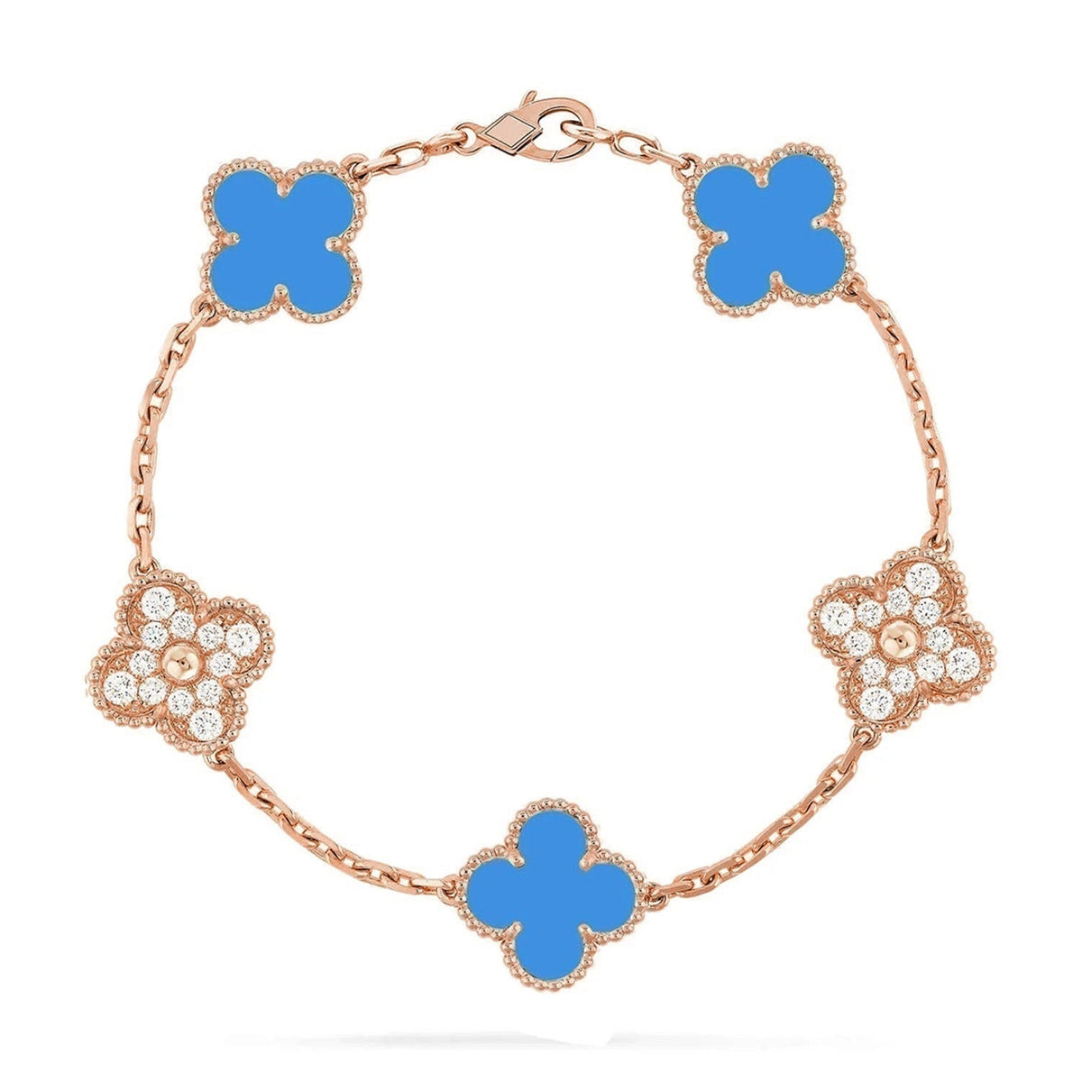 [⭐Lioran] CLOVER 5 MOTIF BLUE AGATE BRACELET COLLECTION