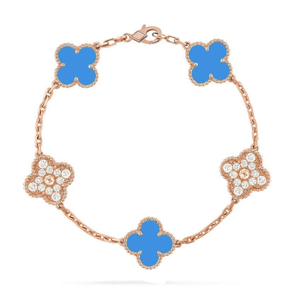 [⭐Lioran] CLOVER 5 MOTIF BLUE AGATE BRACELET COLLECTION