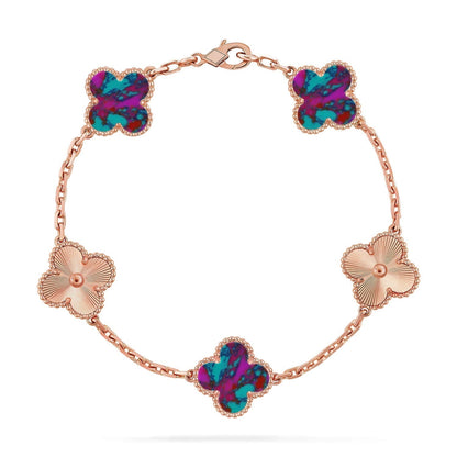 [⭐Lioran]CLOVER 5 MOTIF COLOR GEMSTONES BRACELET COLLECTION