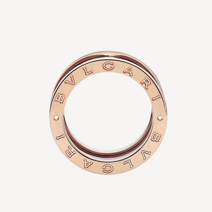 [⭐Lioran]ZERO 1 FOUR-BAND LOOPS AND BLACK CERAMIC SPIRAL PINK GOLD RING