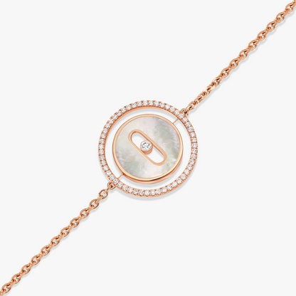 [⭐Lioran]Demo MOVE WHITE MOTHER OF PEARL PINK GOLD DIAMOND BRACELET