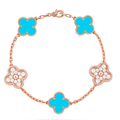 [⭐Lioran] CLOVER 5 MOTIF TURQUOISE BRACELET COLLECTION