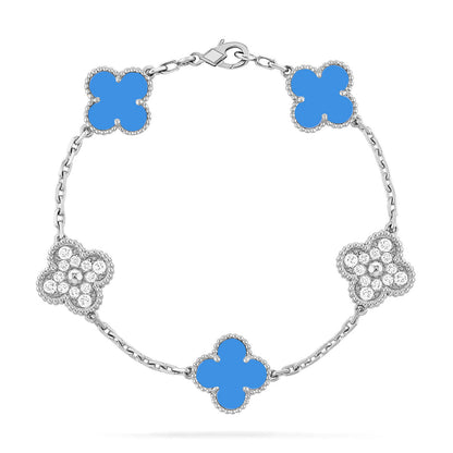 [⭐Lioran] CLOVER 5 MOTIF BLUE AGATE BRACELET COLLECTION