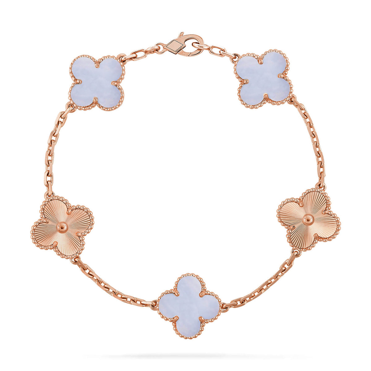 [⭐Lioran] CLOVER 5 MOTIF PURPLE CHALCEDONY BRACELET COLLECTION