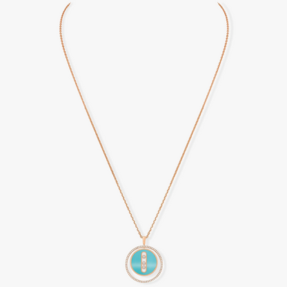 [⭐Lioran]Demo MOVE 3 DIAMONDS TURQUOISE PINK GOLD DIAMOND NECKLACE