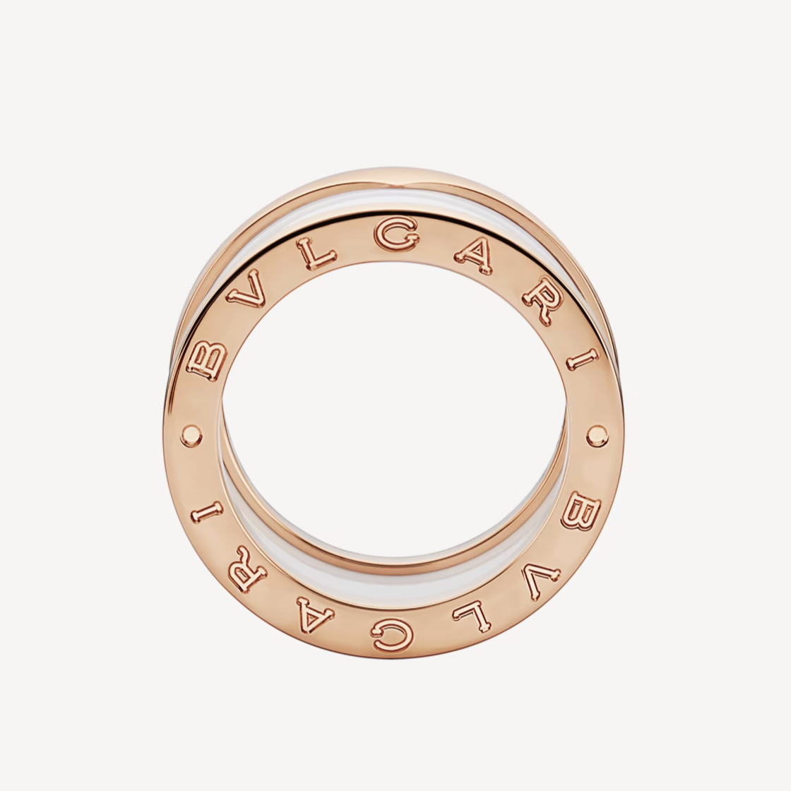 [⭐Lioran]ZERO 1 FOUR-BAND LOOPS AND WHITE CERAMIC SPIRAL PINK GOLD RING