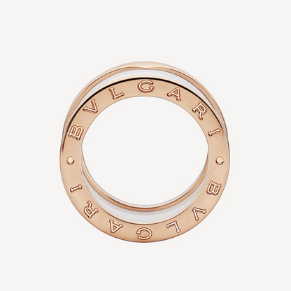[⭐Lioran]ZERO 1 FOUR-BAND LOOPS AND WHITE CERAMIC SPIRAL PINK GOLD RING