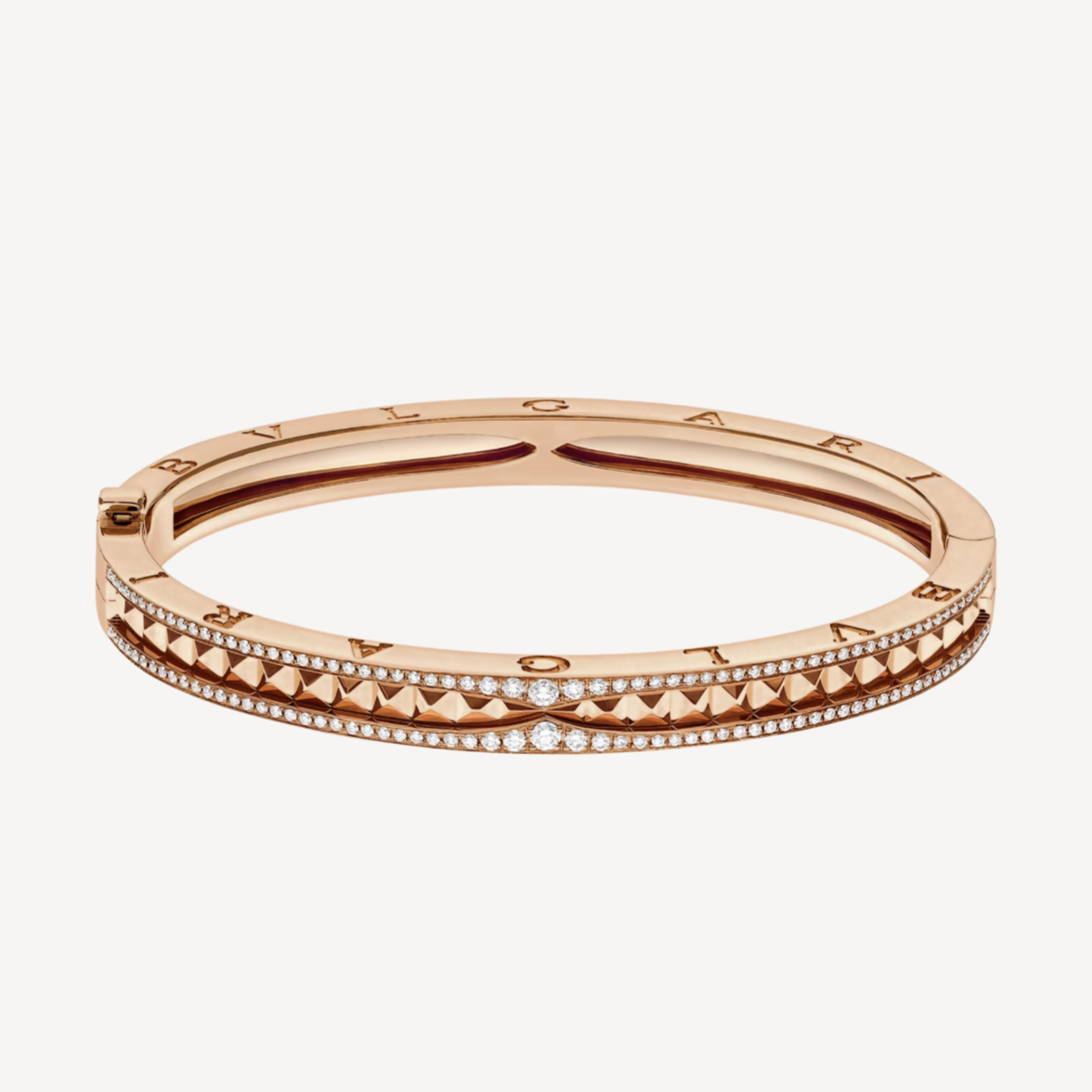 [⭐Lioran]ZERO 1 SPIRAL AND PAVED DIAMOND PINK GOLD BRACELET