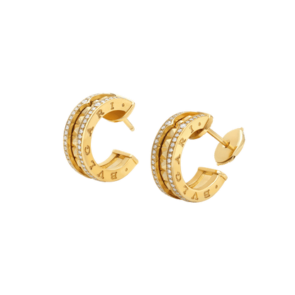 [⭐Lioran]ZERO 1 ROCK GOLD EARRINGS WITH STUDDED SPIRAL AND PAVED DIAMONDS