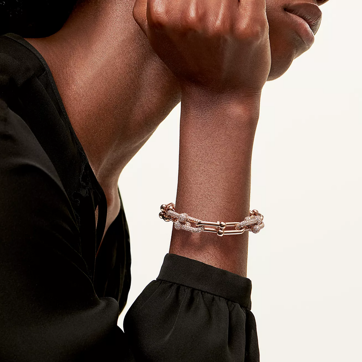 [Lioran]HARDWEAR LARGE LINK PINK GOLD PAVED DIAMOND BRACELET