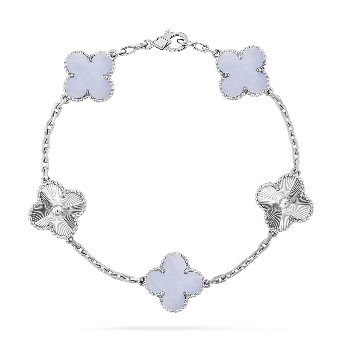 [⭐Lioran] CLOVER 5 MOTIF PURPLE CHALCEDONY BRACELET COLLECTION