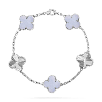 [⭐Lioran] CLOVER 5 MOTIF PURPLE CHALCEDONY BRACELET COLLECTION