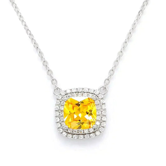 [Lioran]SPARKLERS CITRINE GEMSTONE PENDANT NECKLACE STERLING SILVER