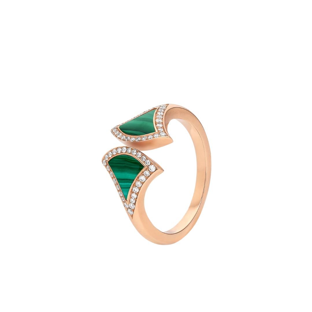 [⭐Lioran]DREAM MALACHITE DIAMOND OPEN RING
