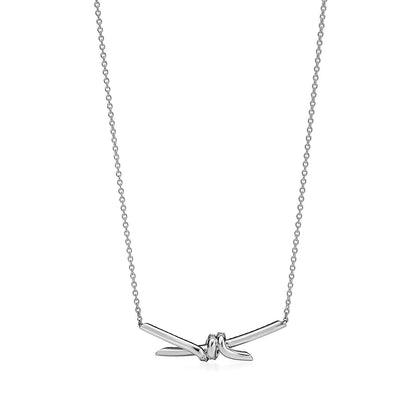 [Lioran]KNOT PENDANT SILVER DIAMOND NECKLACE