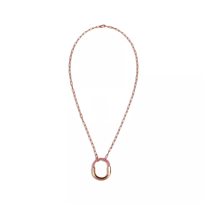 [Lioran]LOCK MEDIUM PENDANT PINK DIAMOND PINK GOLD NECKLACE