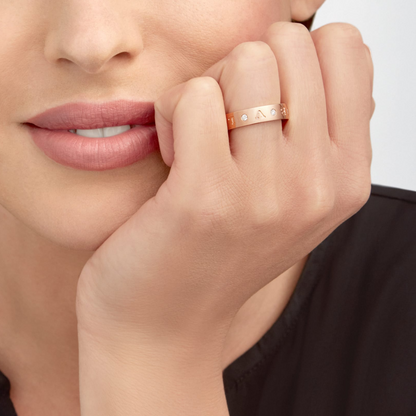 [⭐Lioran]ZERO 1 ESSENTIAL PINK GOLD BAND WITH DIAMONDS RING