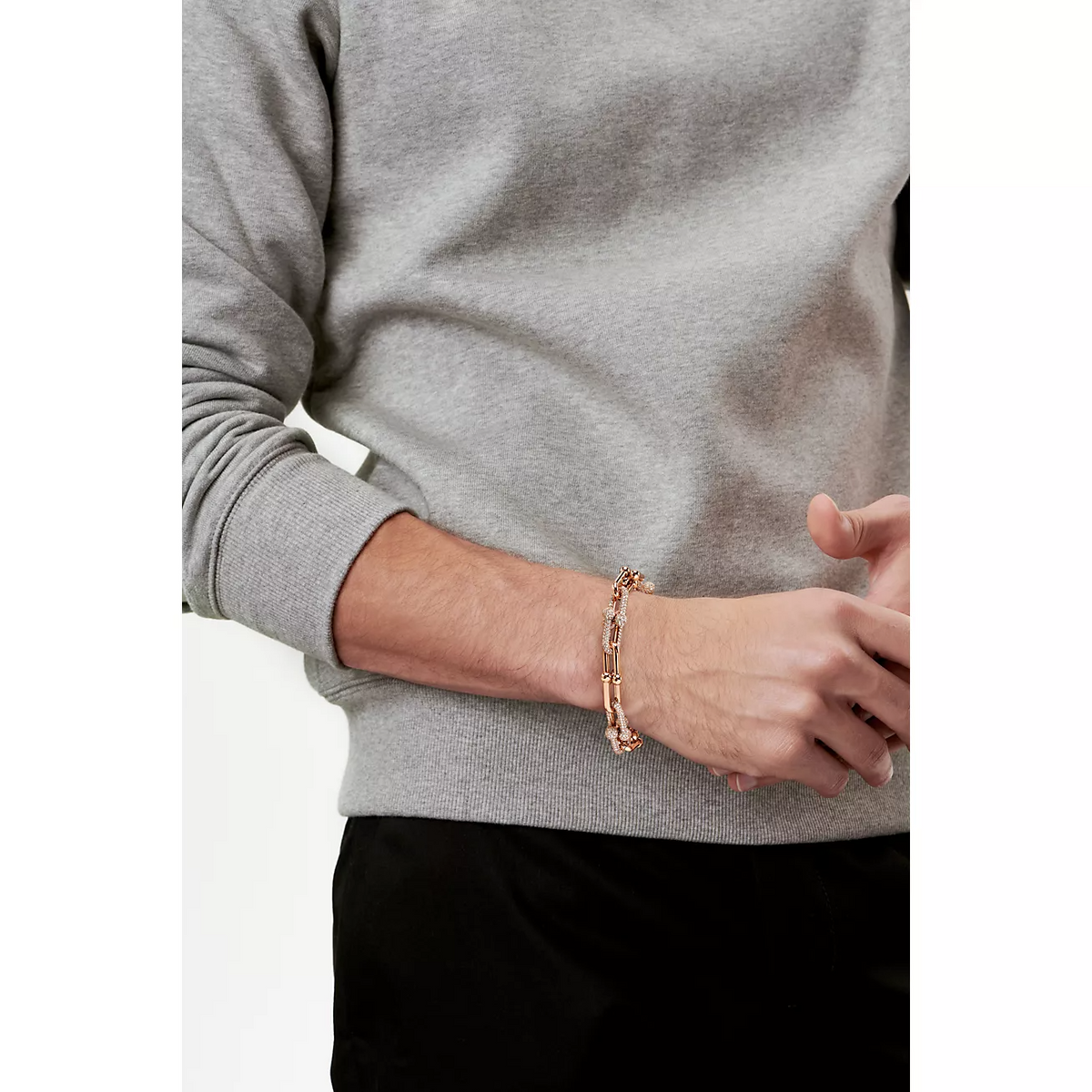 [Lioran]HARDWEAR LARGE LINK PINK GOLD PAVED DIAMOND BRACELET