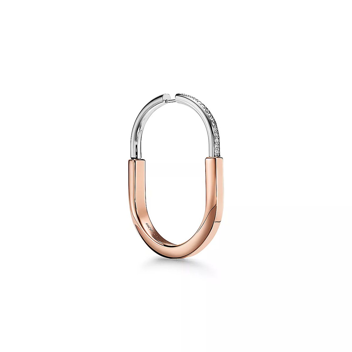 [Lioran]LOCK EARRINGS ROSE AND WHITE GOLD DIAMONDS EXTRA LARGE