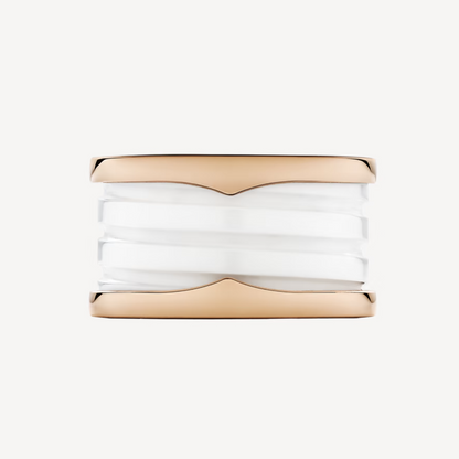 [⭐Lioran]ZERO 1 FOUR-BAND LOOPS AND WHITE CERAMIC SPIRAL PINK GOLD RING