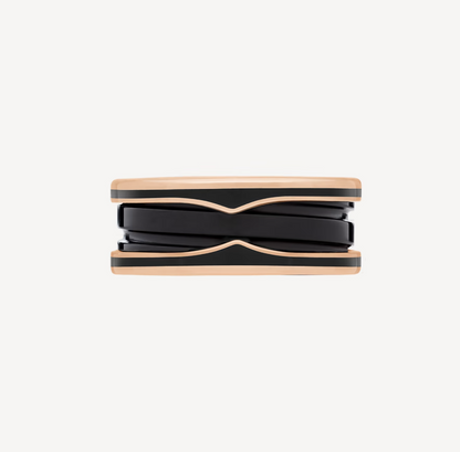[⭐Lioran]ZERO 1 TWO-BAND WITH MATTE BLACK CERAMIC PINK GOLD RING
