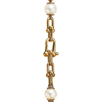 [Lioran]LINK BRACELET GOLD WITH FRESHWATER PEARLS
