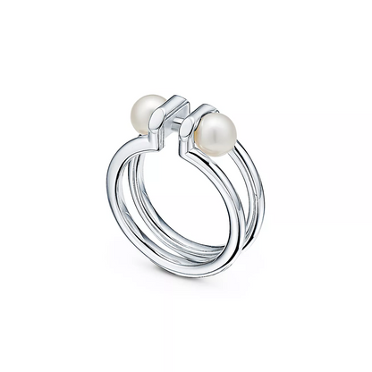 [Lioran]DOUBLE PEARL SILVER RING