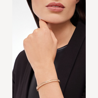 [⭐Lioran]ZERO 1 SPIRAL AND PAVED DIAMOND PINK GOLD BRACELET