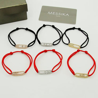 [⭐Lioran]Messika Care(s) pink cord pavé bracelet