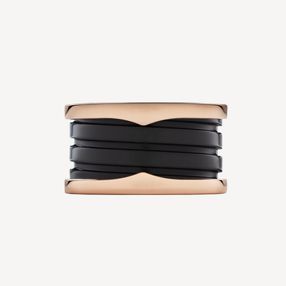 [⭐Lioran]ZERO 1 FOUR-BAND LOOPS AND BLACK CERAMIC SPIRAL PINK GOLD RING