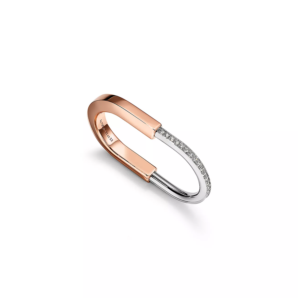 [Lioran]LOCK RING TOW-FINGER ROSE AND WHITE GOLD DIAMONDS