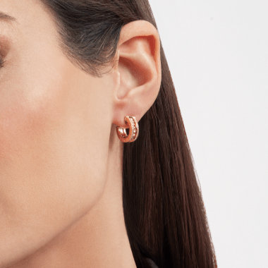 [⭐Lioran]ZERO 1 ROCK GOLD EARRINGS WITH STUDDED SPIRAL AND PAVED DIAMONDS