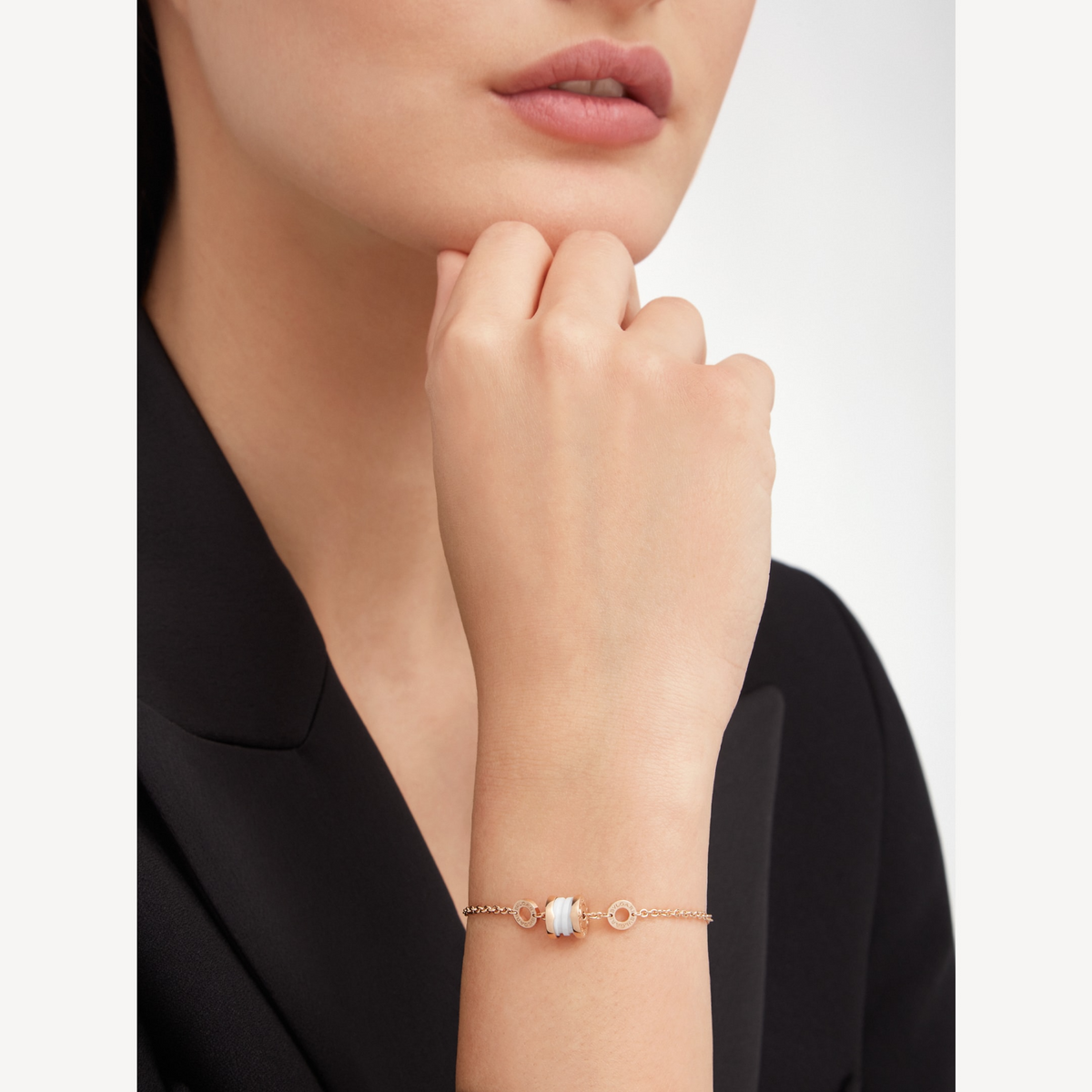 [⭐Lioran]ZERO 1 SOFT PINK GOLD AND WHITE CERAMIC BRACELET